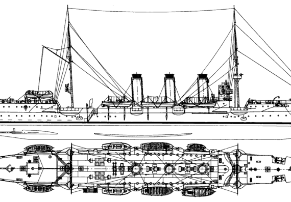 Крейсер Boyarin 1901 [Protected Cruiser] - чертежи, габариты, рисунки